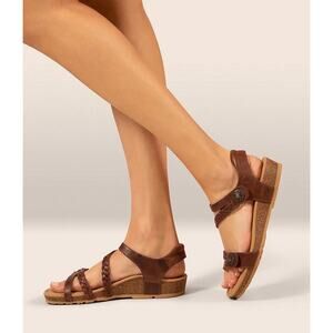 Aetrex Brown Leather Sandals with Slide Design